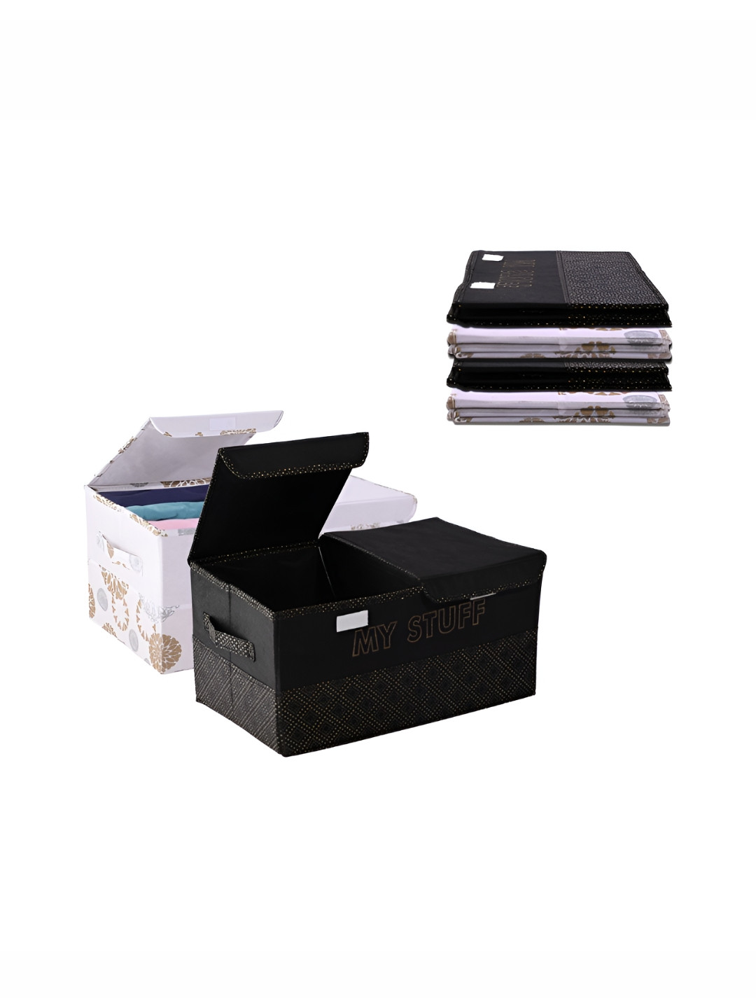 Kuber Industries White 6 Pieces Double Lid Large 2 Compartments Wardrobe Organizer