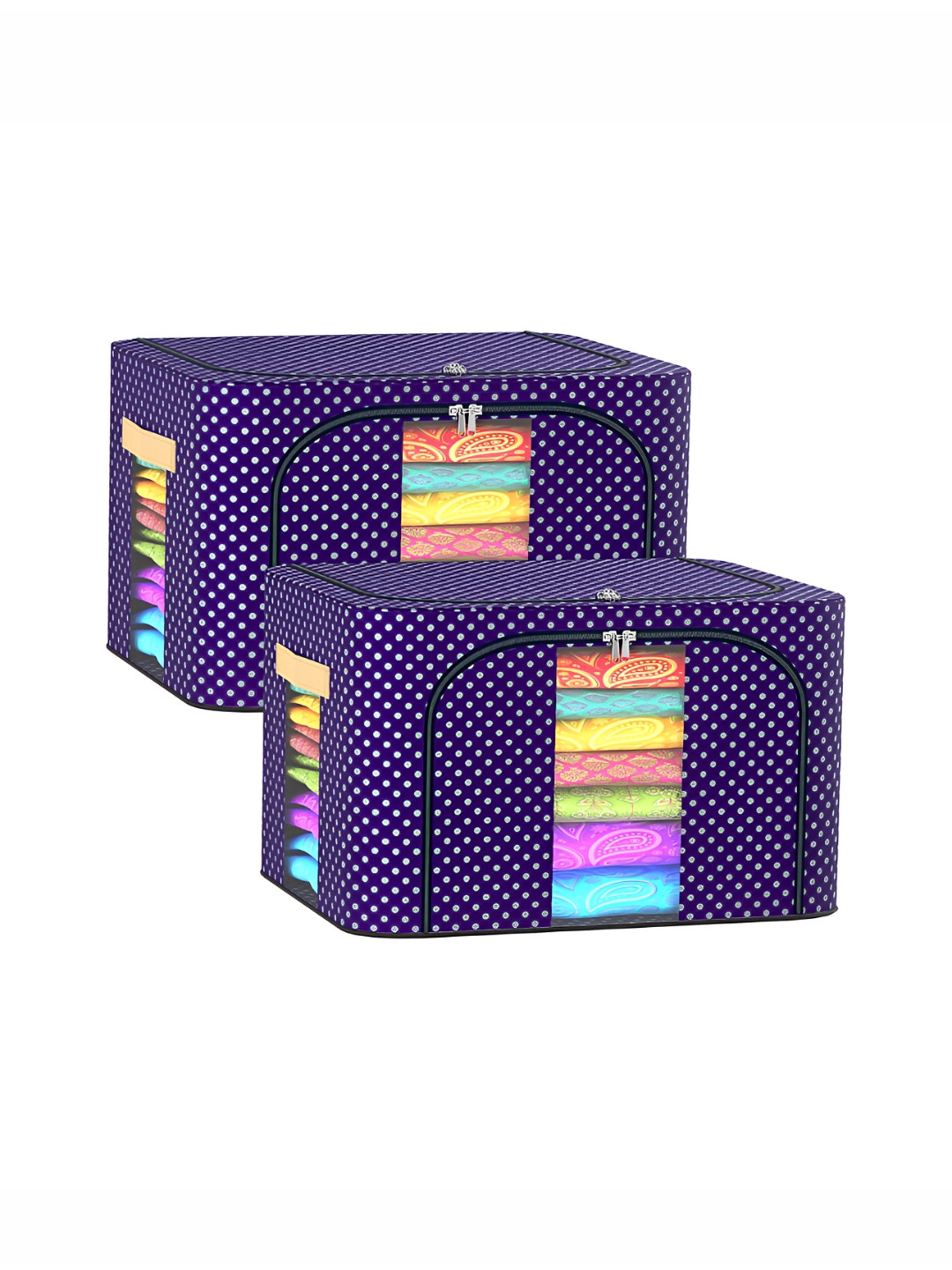 Kuber Industries Blue 2 Pieces Regular Waterproof Cloth Storage Box Organiser