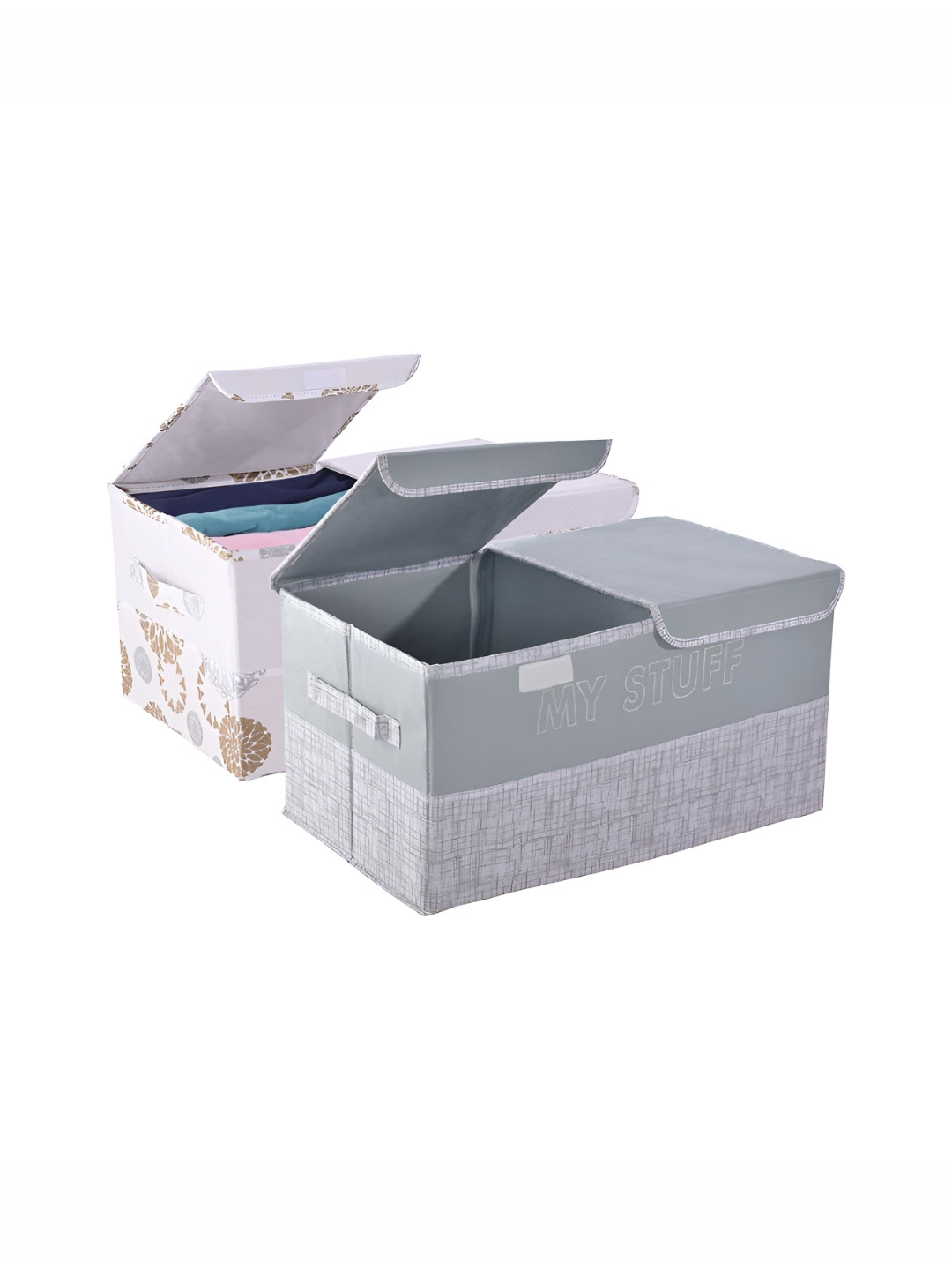 Kuber Industries Grey 2 Pieces Double Lid Drawer Organisers
