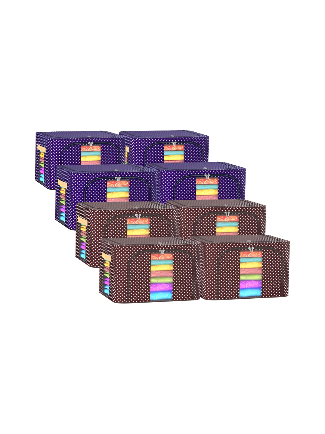 Kuber Industries Balck & Brown 8 Pieces Printed Waterproof Multi-Utility Organisers