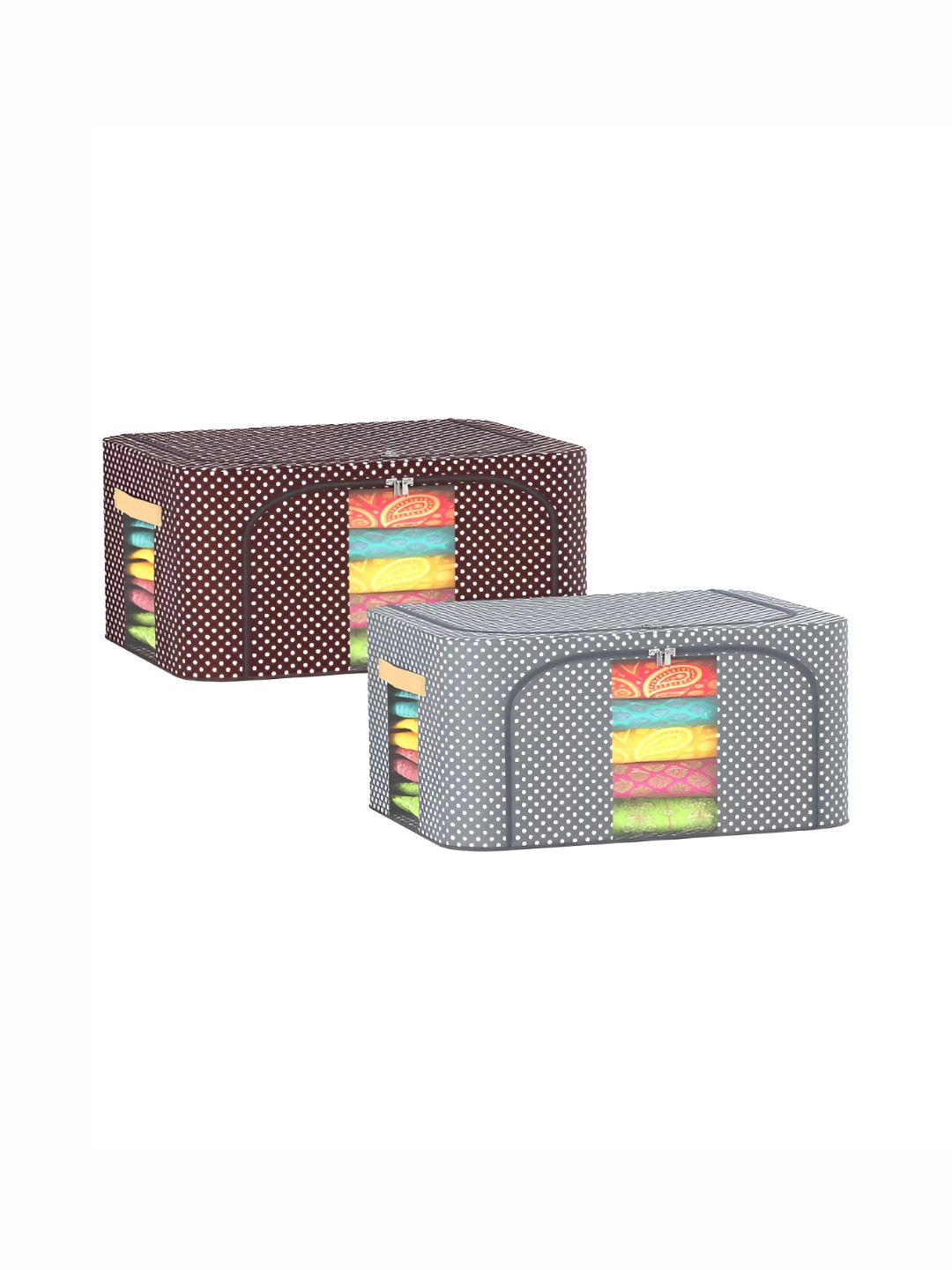 Kuber Industries Grey 2 Pieces Steel Frame Cloth Drawer Organiser 24 Liter