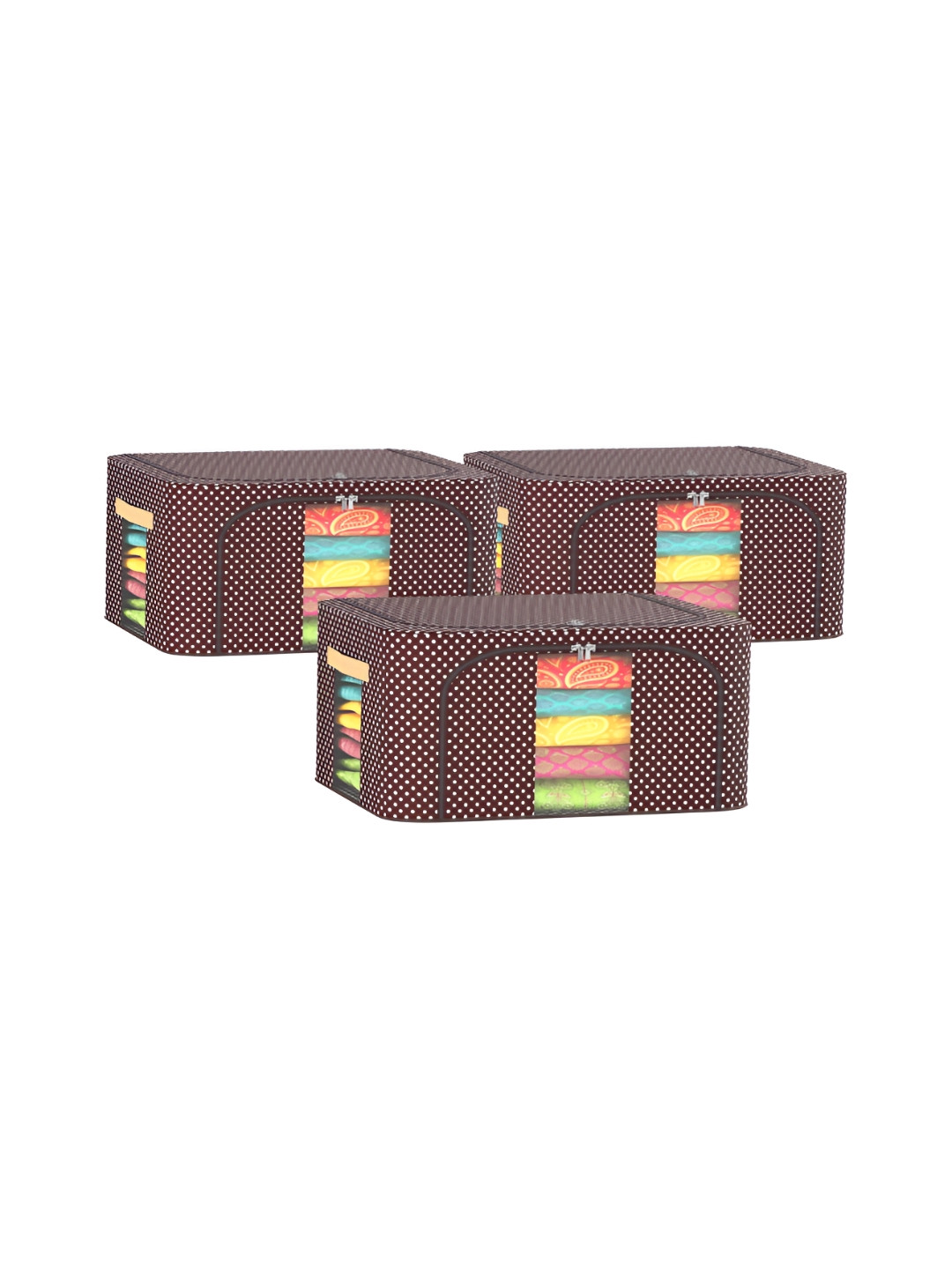 Kuber Industries Brown 3 Pieces Steel Frame  Waterproof  Drawer Organisers 24 Liter