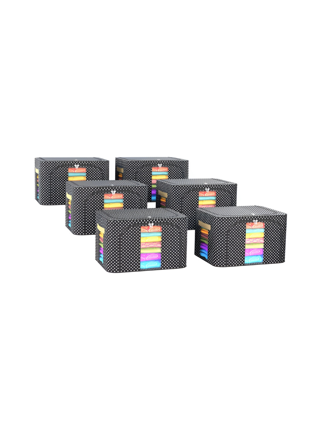 Kuber Industries Black 6 Pieces Steel Frame Waterproof Drawer Organiser 66 Liter