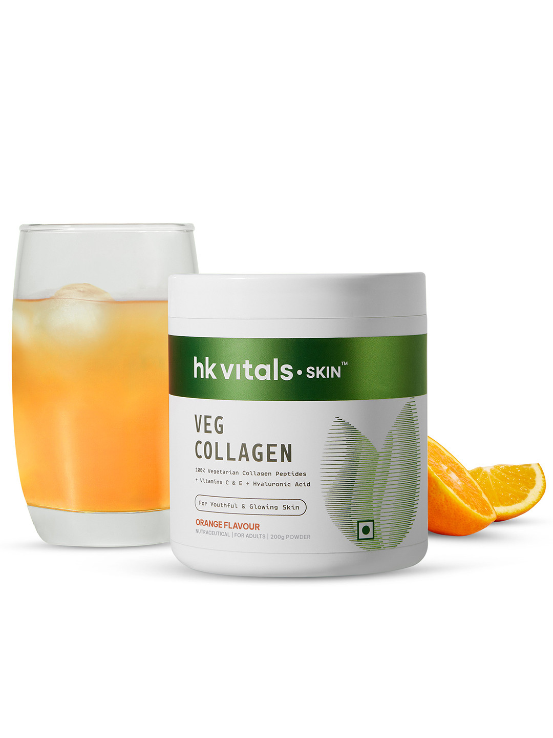 HK VITALS Orange Flavored Skin Radiance Veg Collagen Powder with Vitamin C & E - 200 g