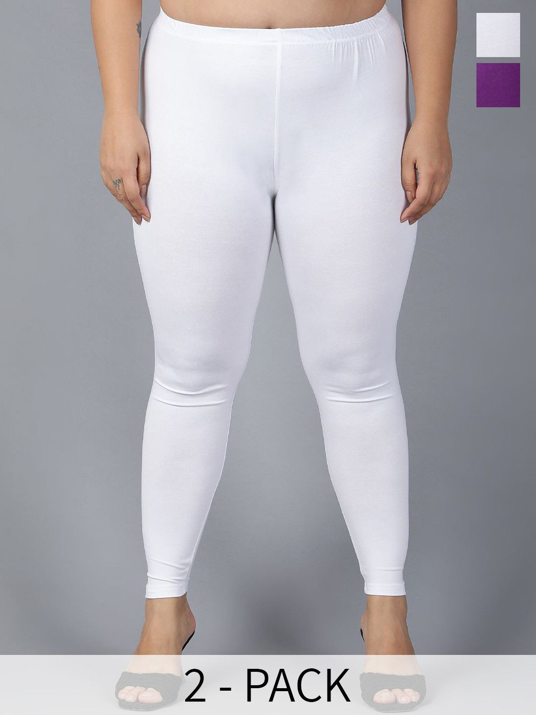 Plus Pack of 2 Ankle-Length Plus Size Leggings Plus Size