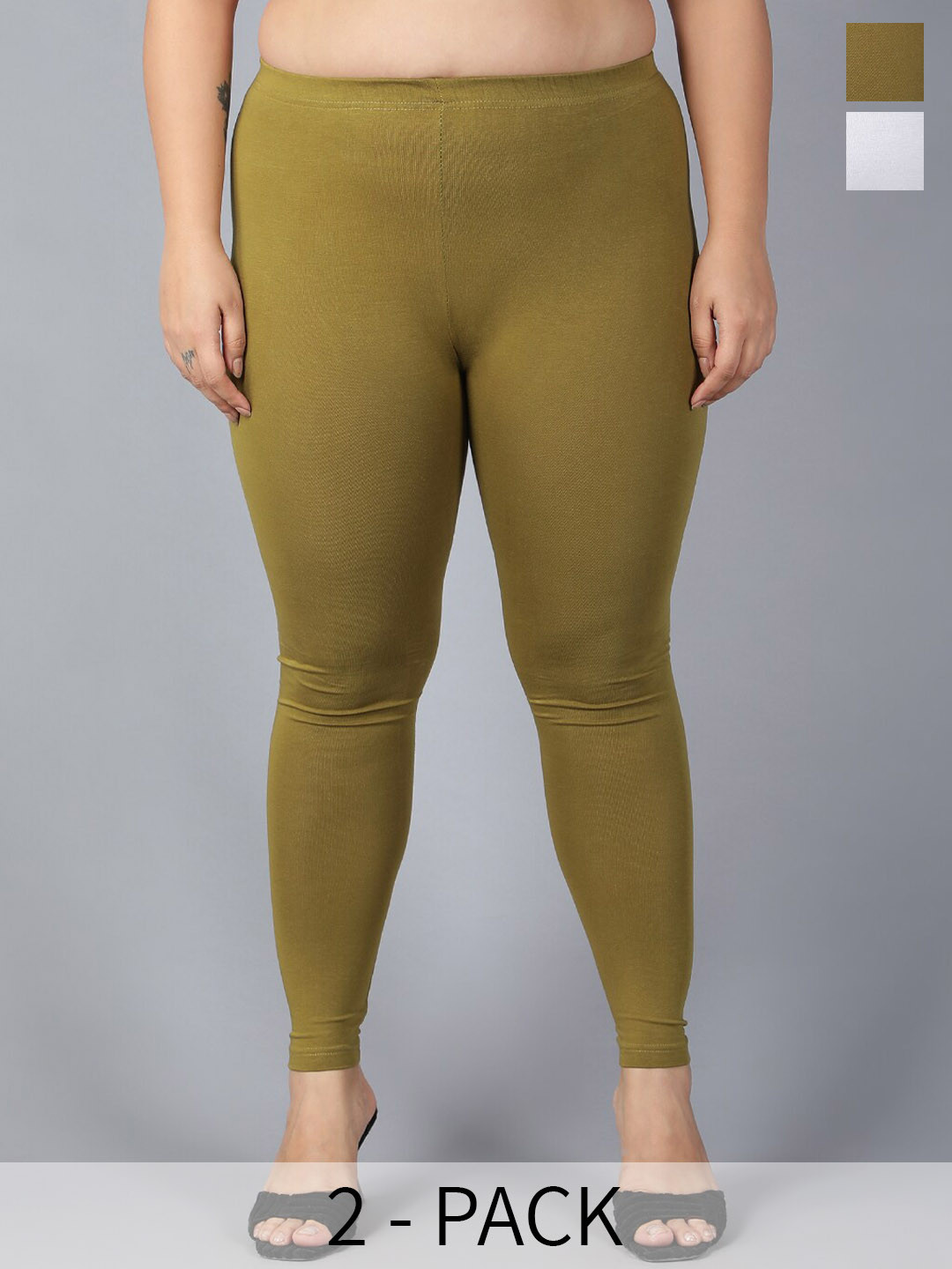 Plus Size Pack Of 2 Ankle Length Leggings Plus Size