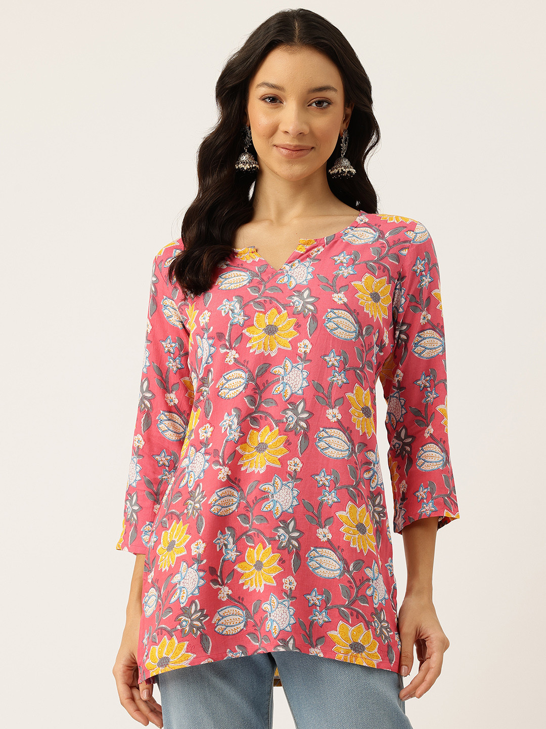 FERANOID Floral Printed Pure Cotton Kurti
