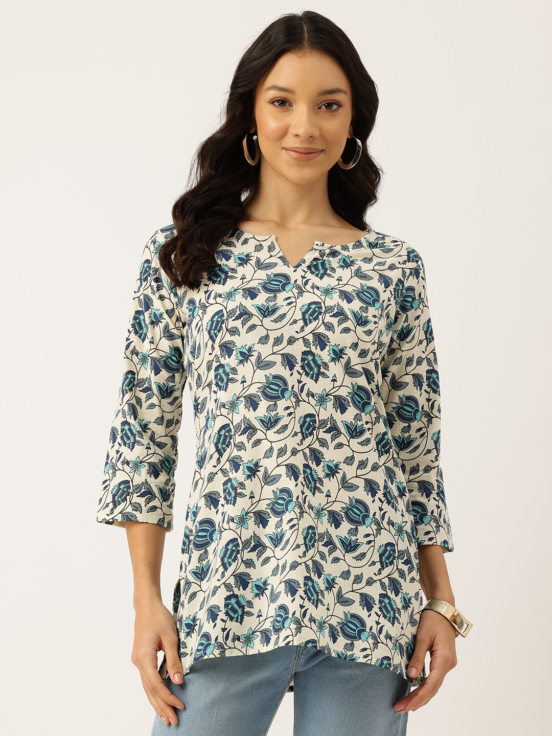 FERANOID Floral Printed Pure Cotton Kurti
