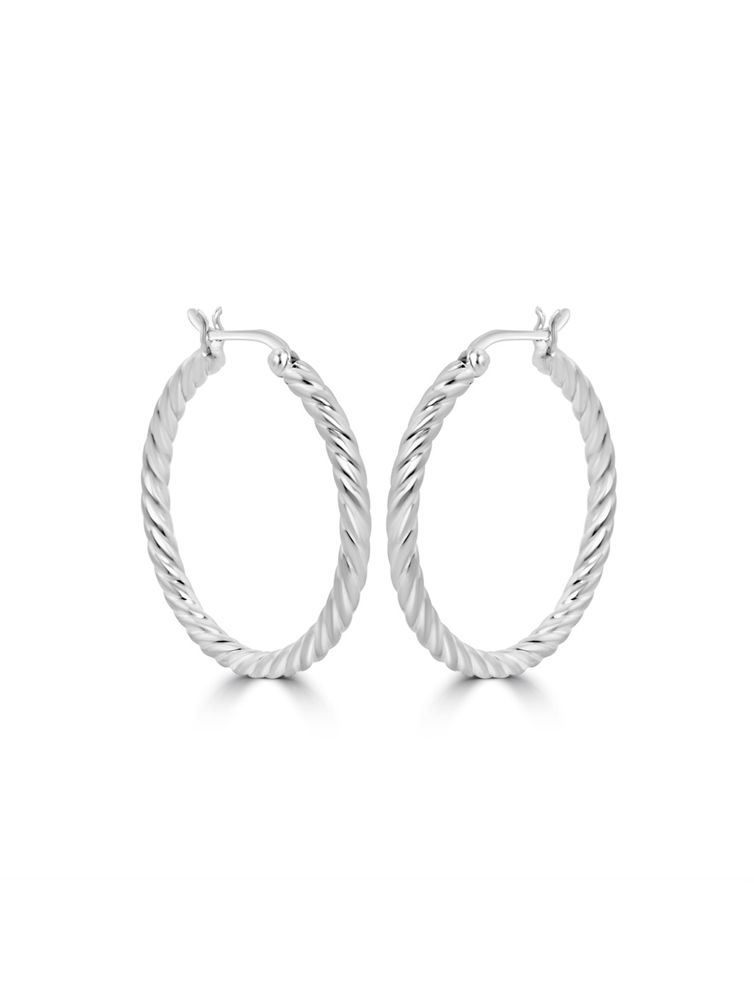 925 SILLER 925 Sterling Silver Round Hoop Bali Earrings