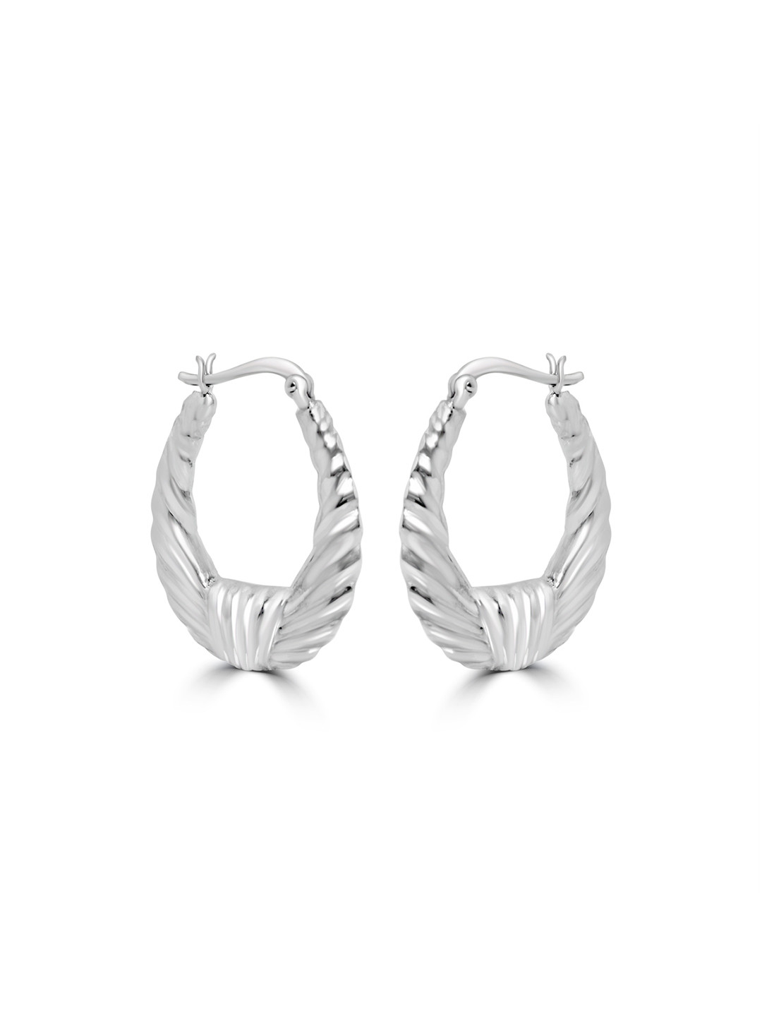 925 SILLER 925 Sterling Silver Embossed Stripes Huggy Halos Earrings