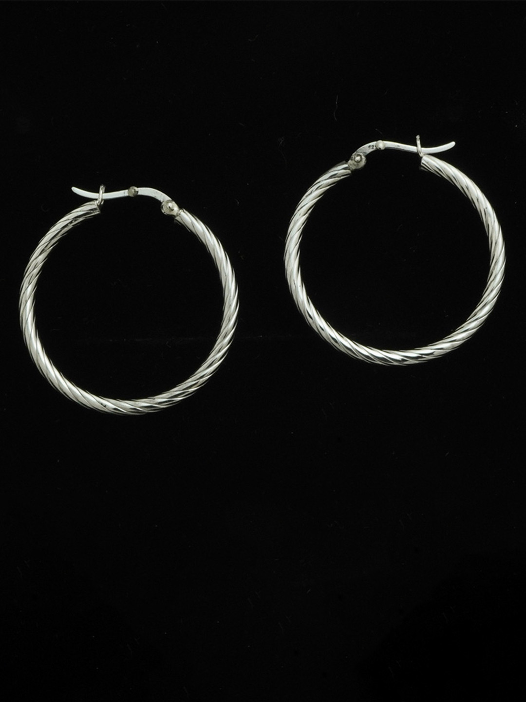 925 SILLER 925 Sterling Silver Circular Hoop Bali Earrings
