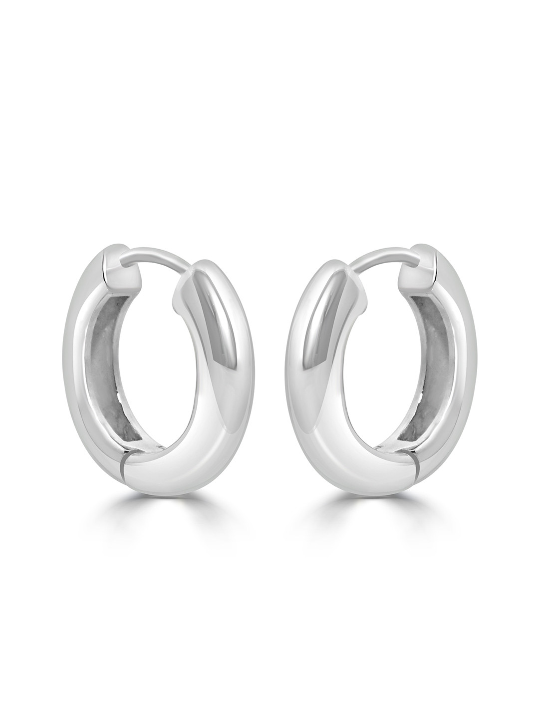 925 SILLER Classic Chunky 925 Sterling Silver Snap-on Hoop Earrings