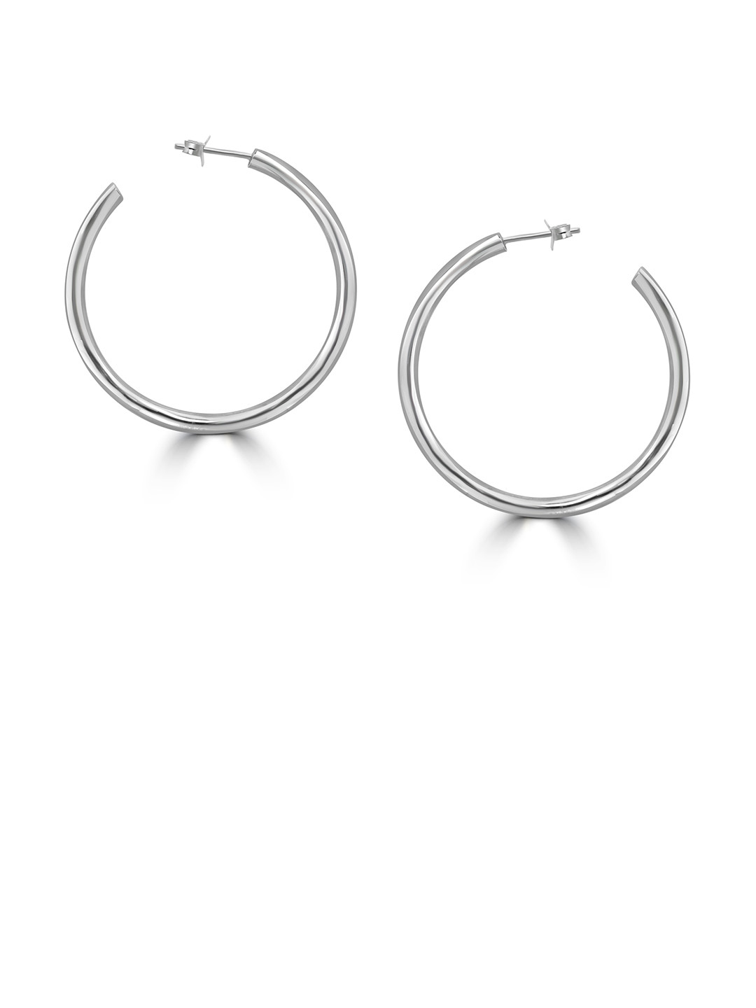 925 SILLER 925 Pure Silver Round and Bold Hoop Earrings