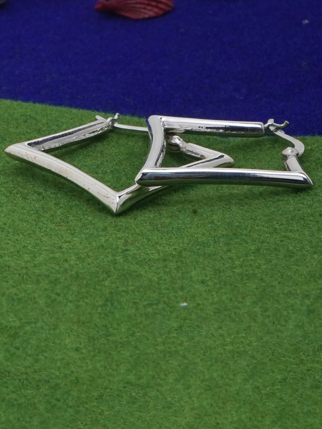 925 SILLER 925 Sterling Silver Geometric Square Hoops Earrings