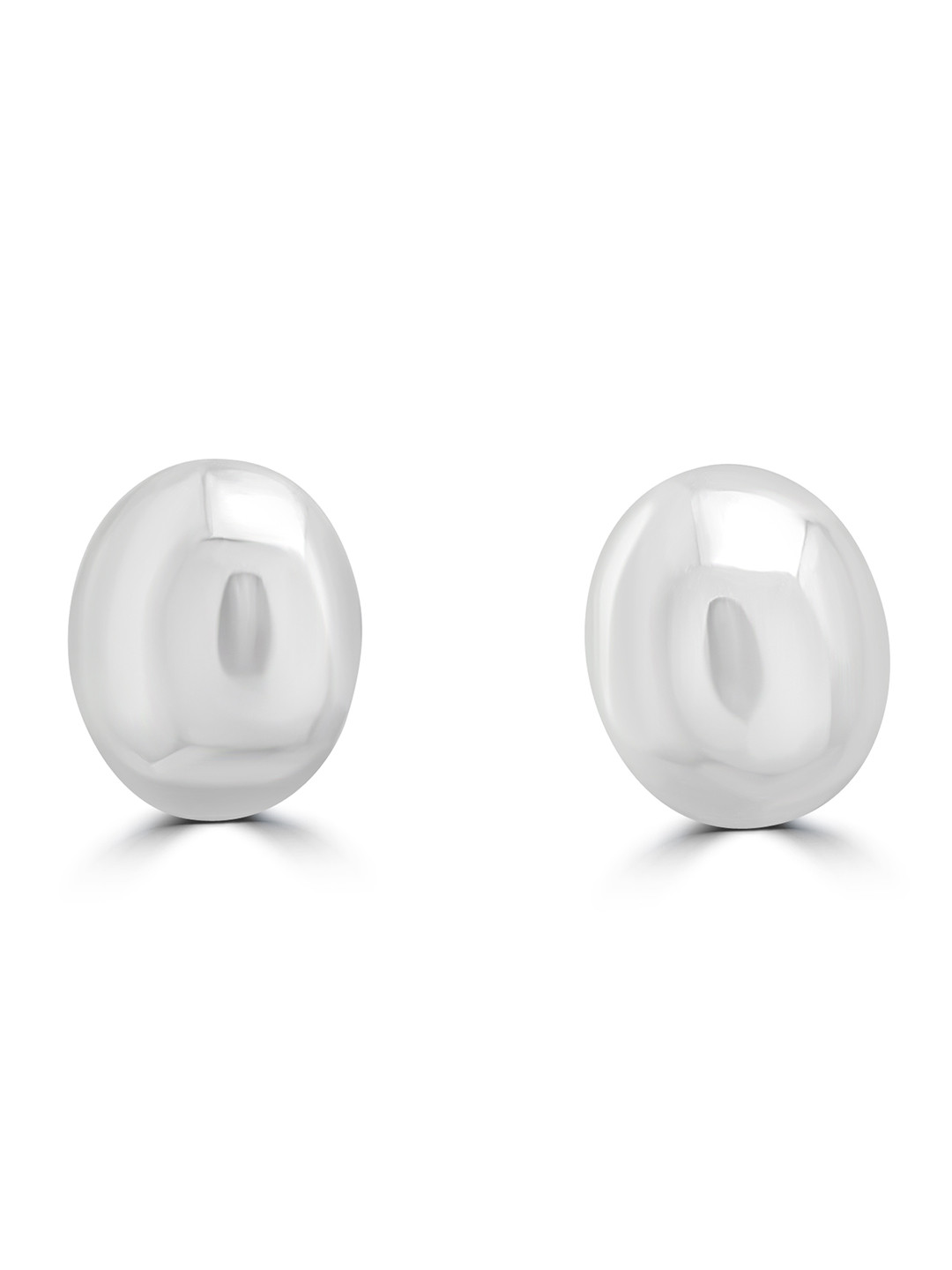 925 SILLER 925 Sterling Silver Curved Oval Shape Post Earrings