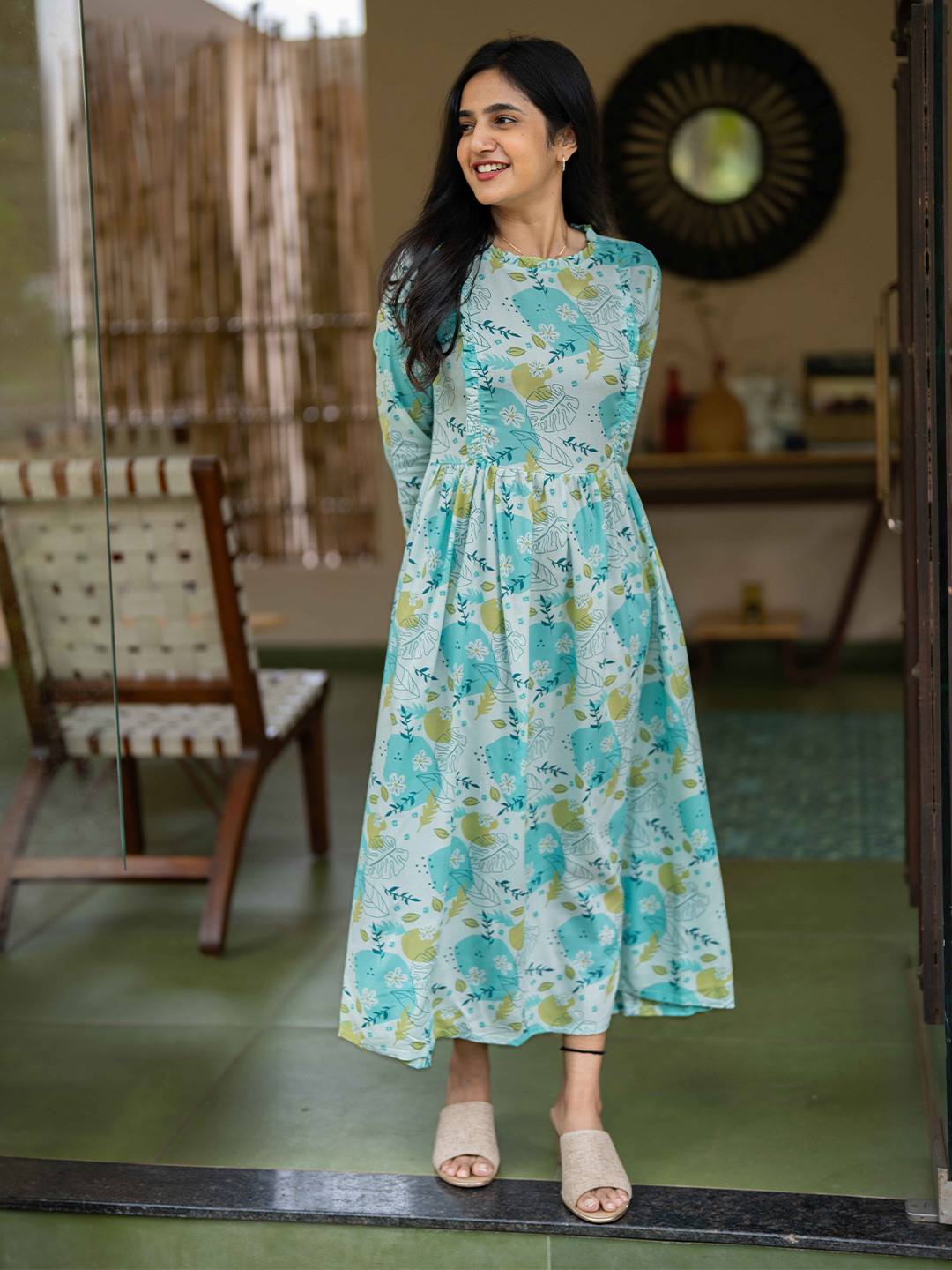 HAY Clothing Floral Liva Knee Length Fit & Flare Dress