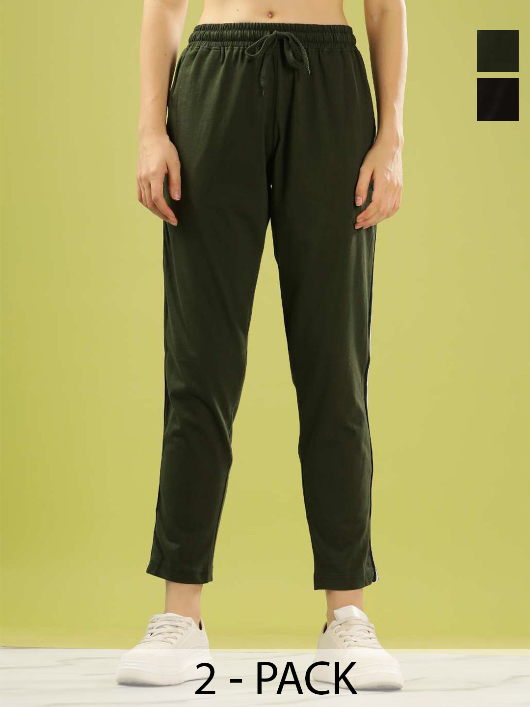 Dollar Women Pack of 2 Rich Cotton Super Soft Track Pant with Side Zipper Pocket
