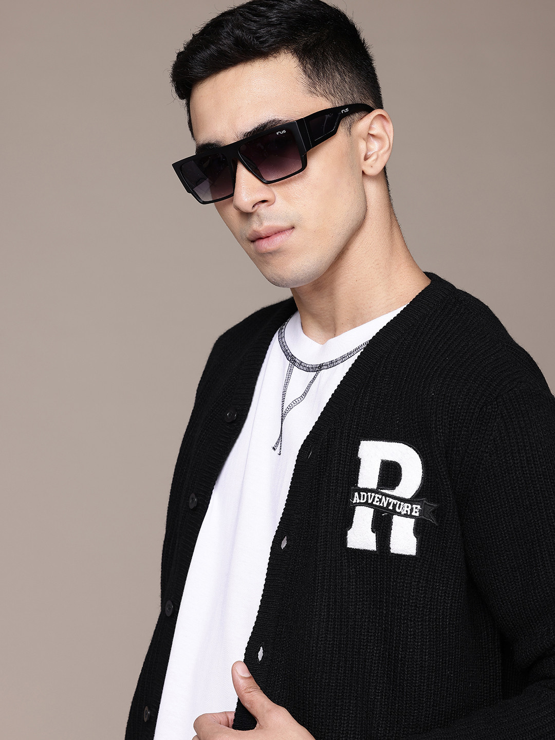 Roadster The Lifestyle Co.  Acrylic Brand Logo Self Design Sweater