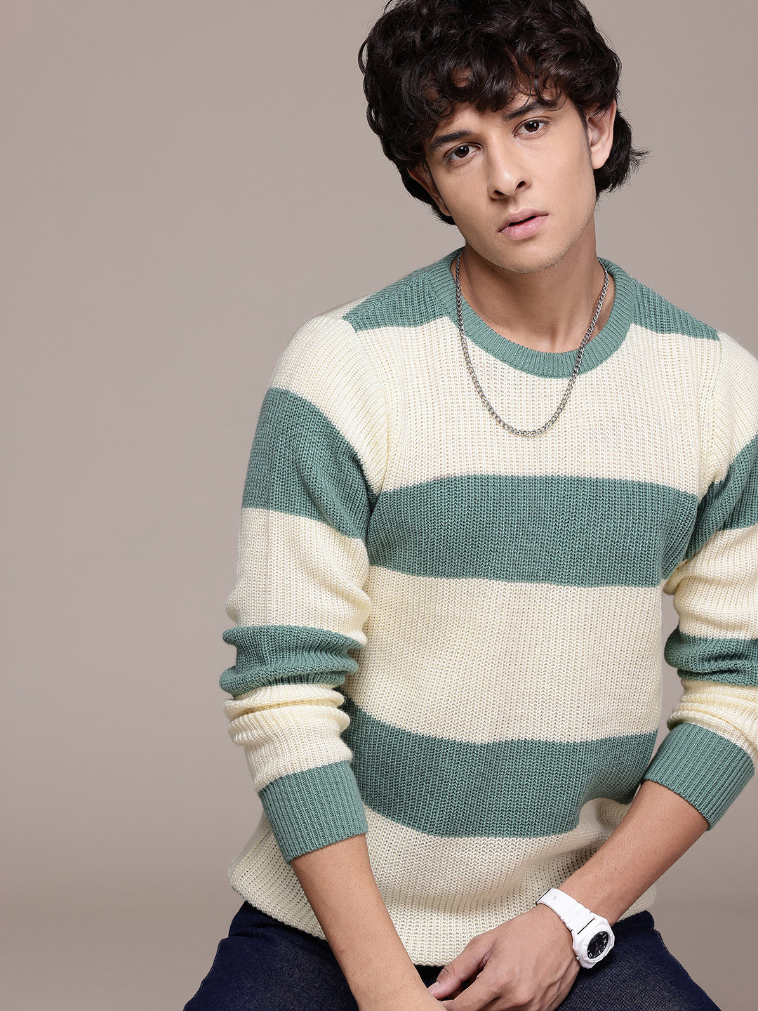 Roadster Acrylic Striped Pullover