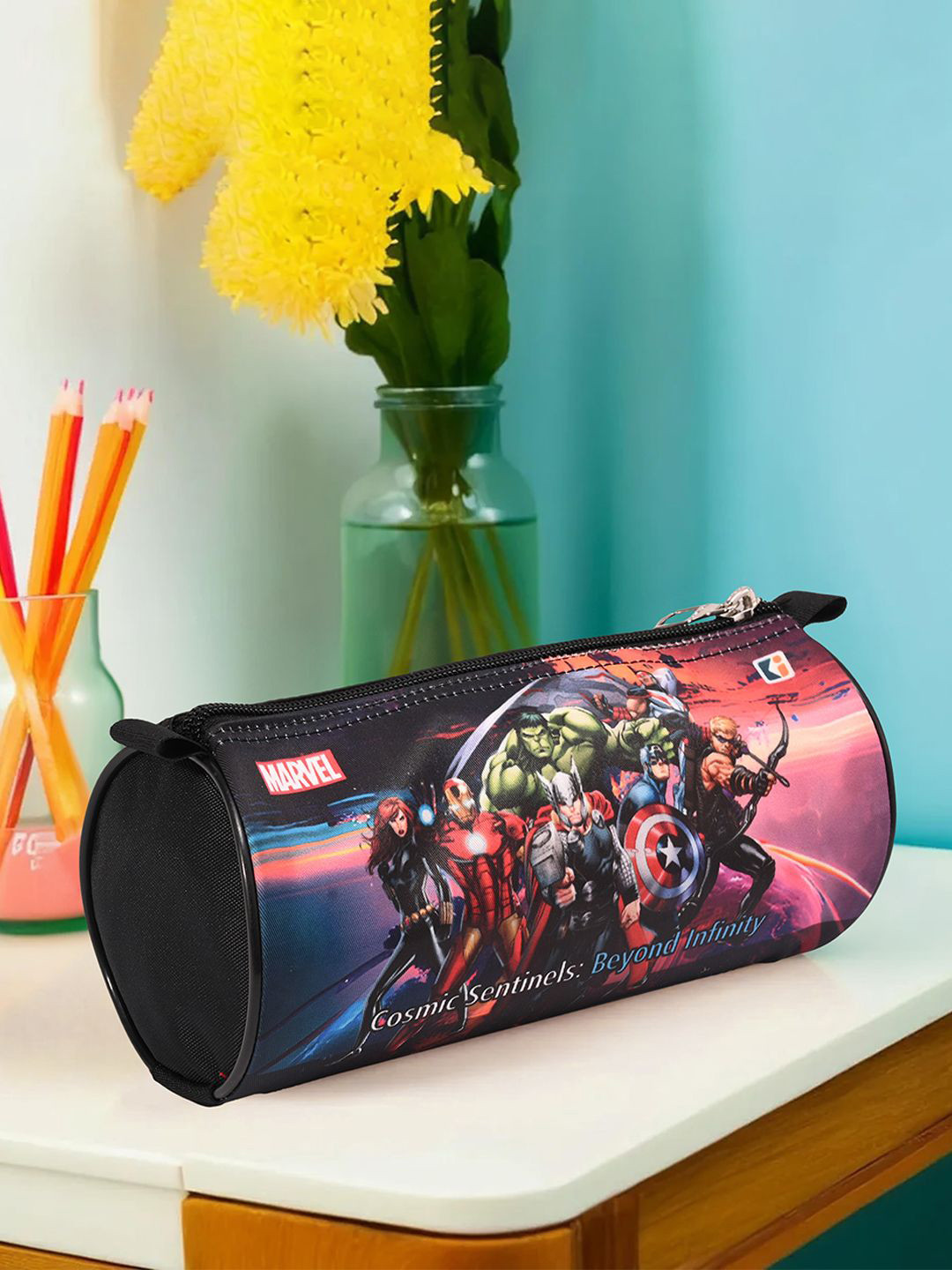 Kuber Industries Black & Blue Self Design Pencil Stationery