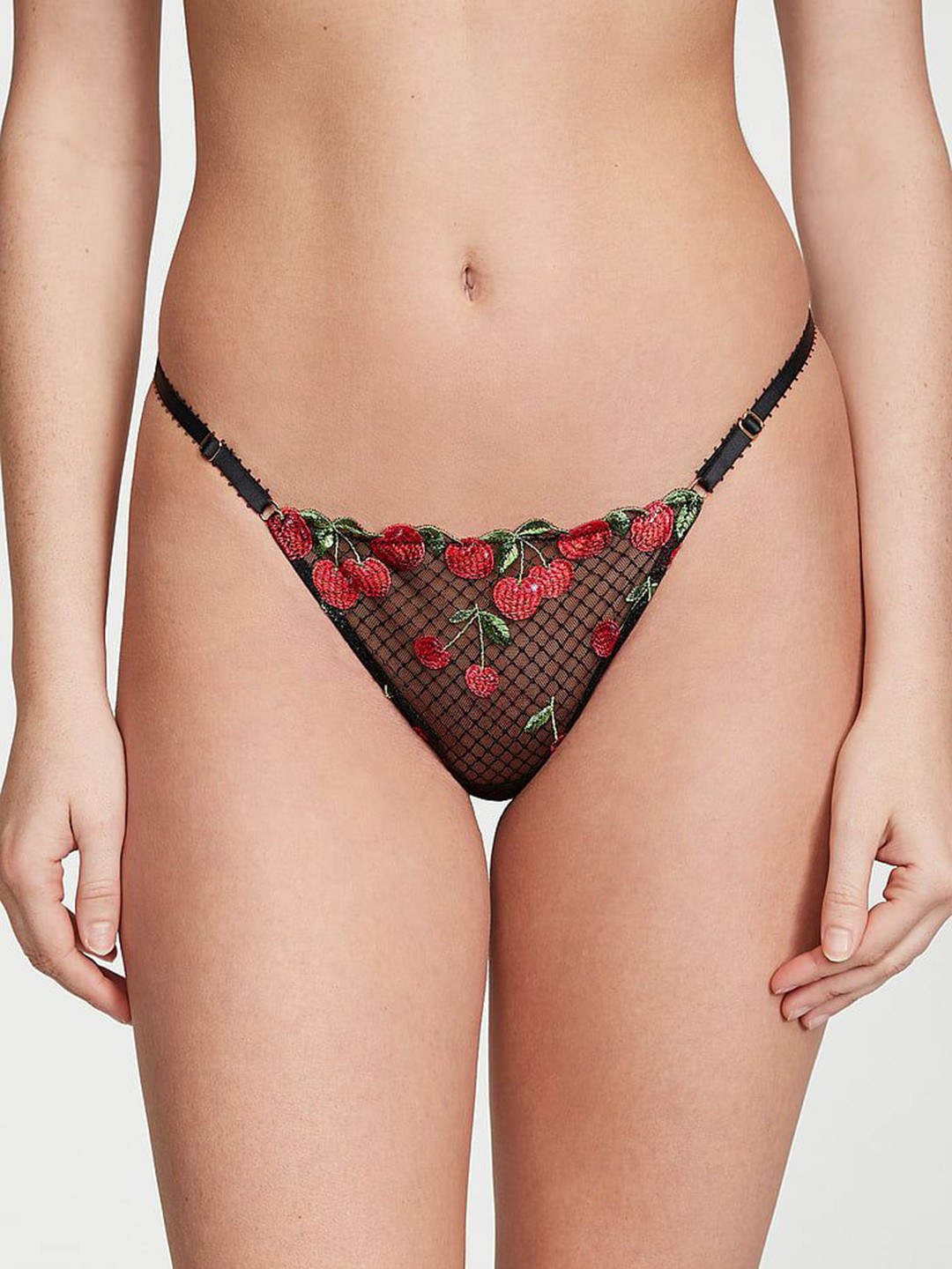 Victoria's Secret Very Sexy Cherry Embroidery Adjustable String Thong Panty