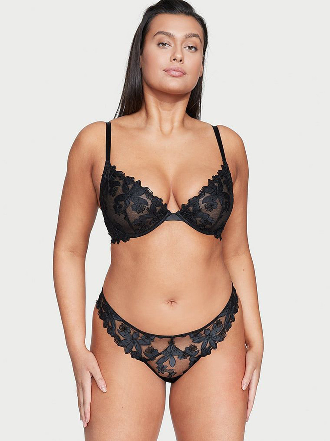 Victoria's Secret Very Sexy Ziggy Glam Floral Embroidery Thong Panty