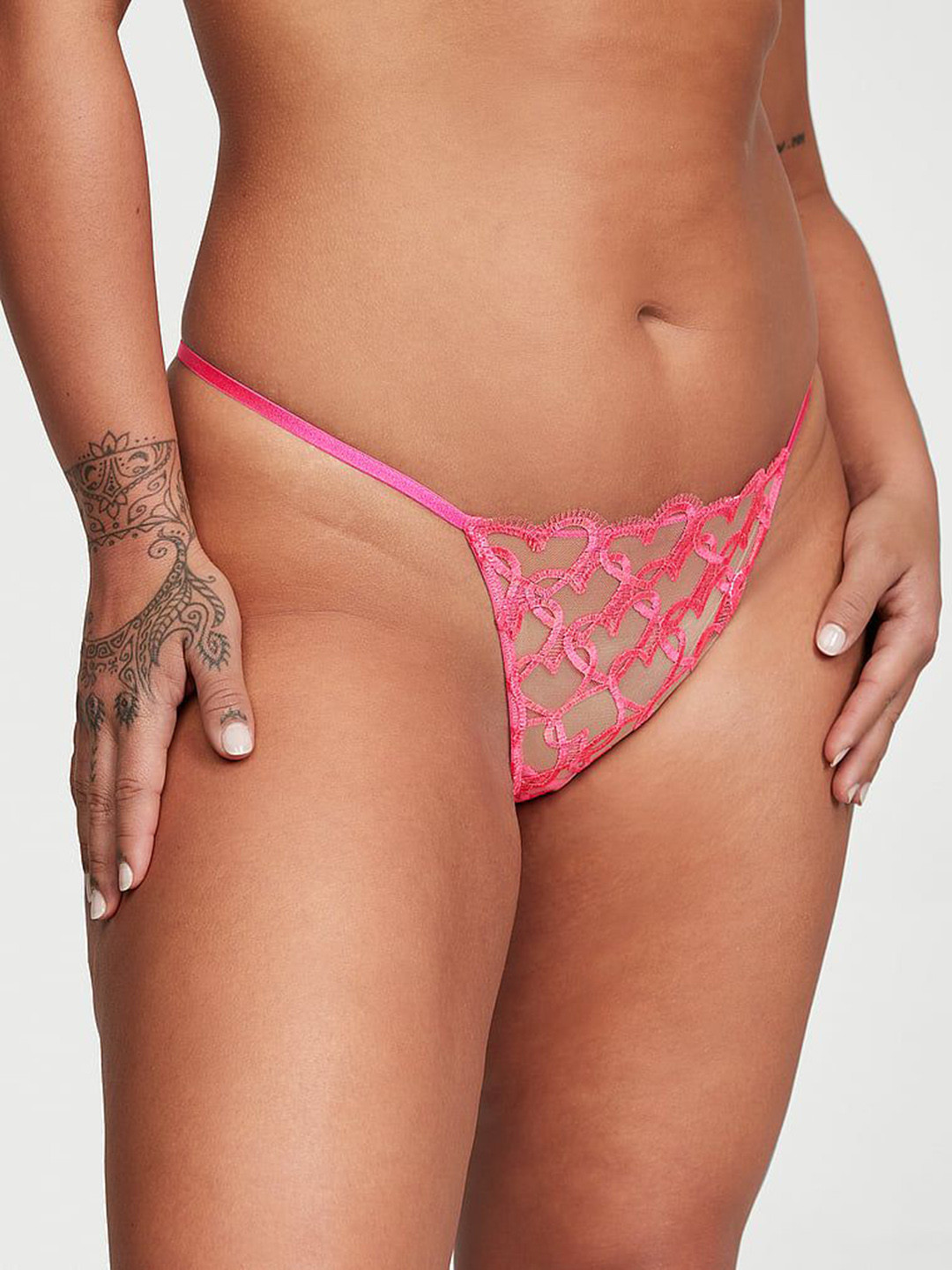 Victoria's Secret Dream Angels Shimmer Heart Embroidery V-String Panty