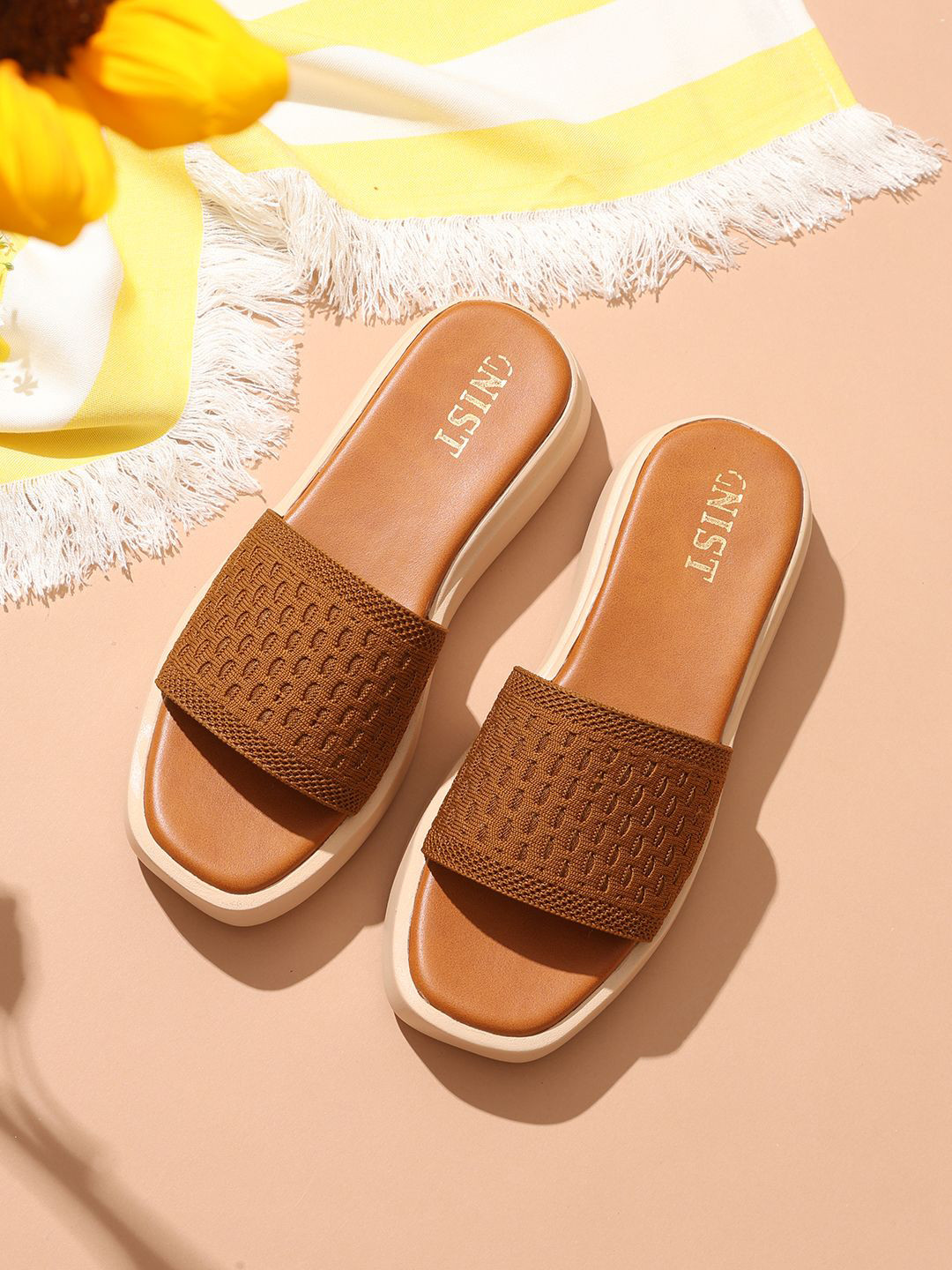 GNIST Woven Design Open Toe Flatform Sandals