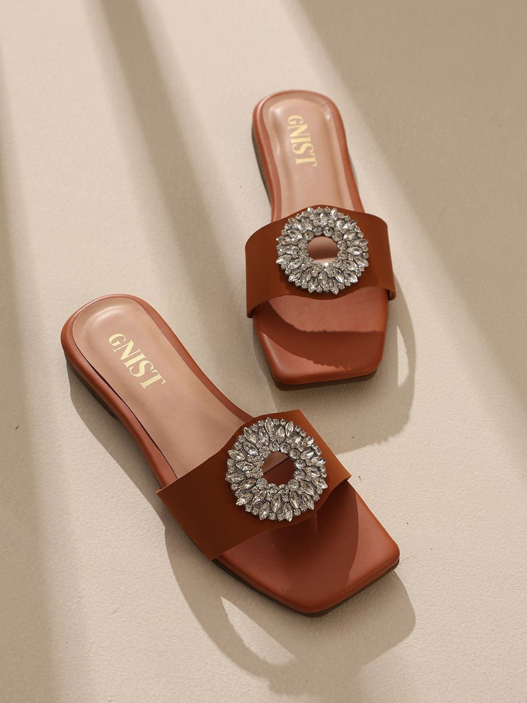 GNIST Women Embellished Open Toe Flats