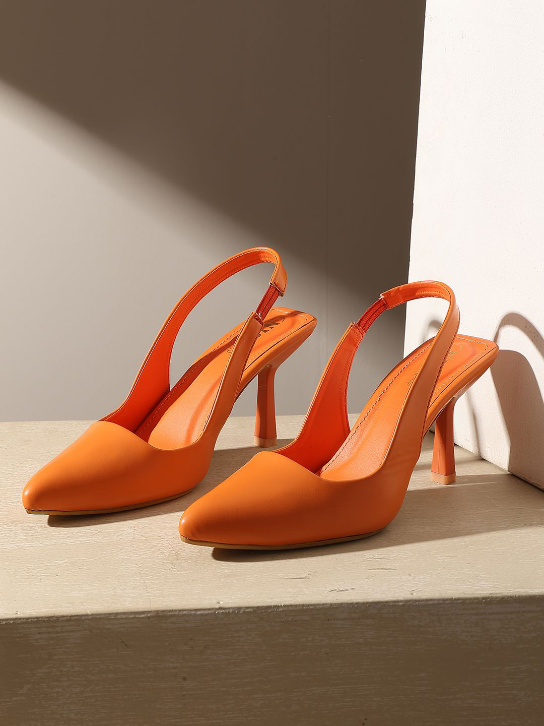 GNIST Pointed Toe Stiletto Slingback Heeled Pumps