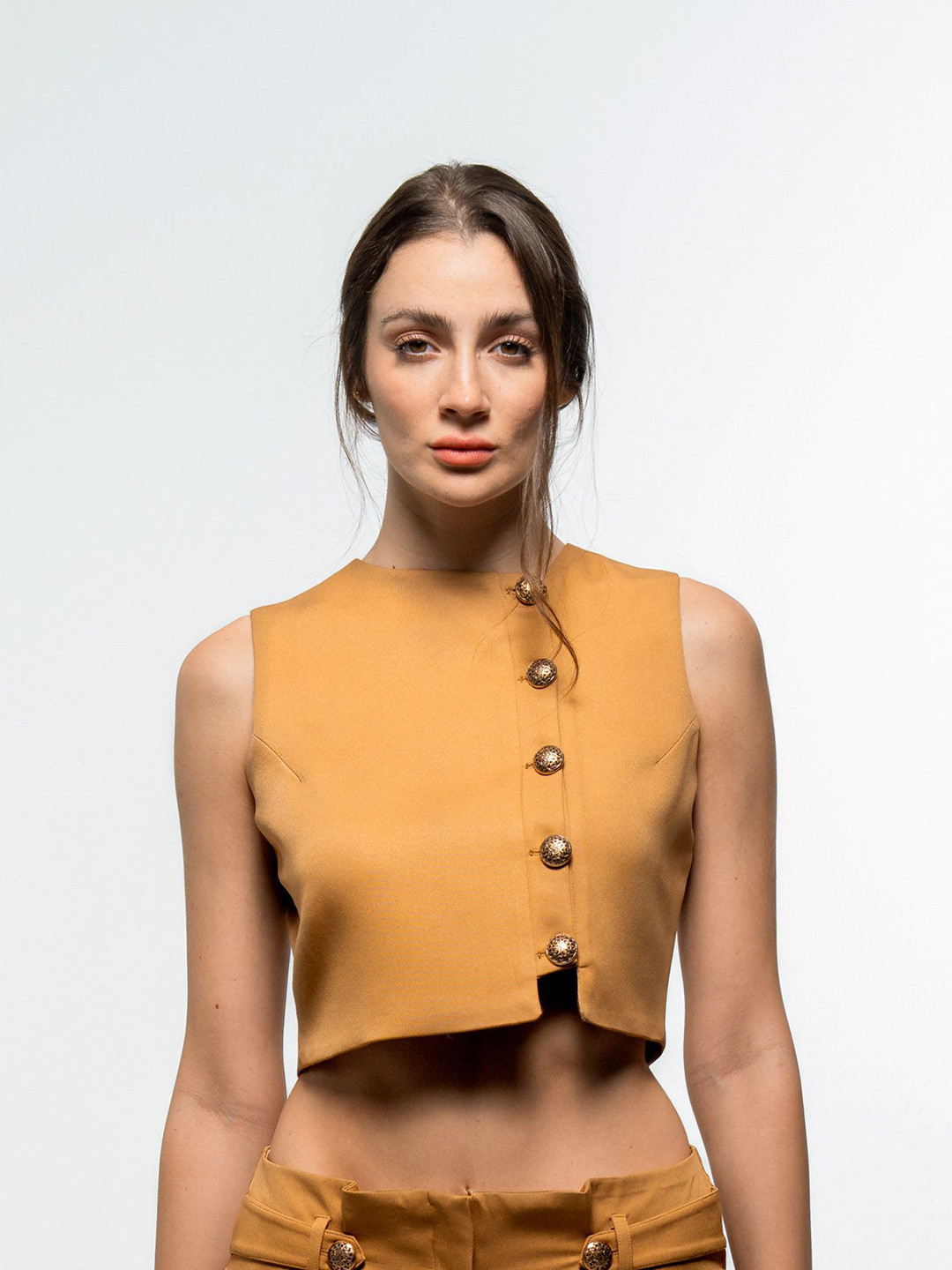 SOTBELLA Solid Round Neck Sleevless Top