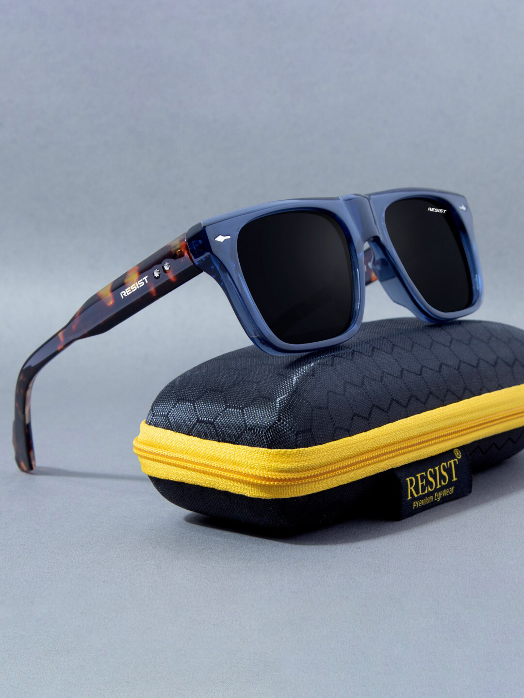 RESIST EYEWEAR Unisex Square Sunglasses with UV Protected Lens SHAWN BLUE TF BLK1