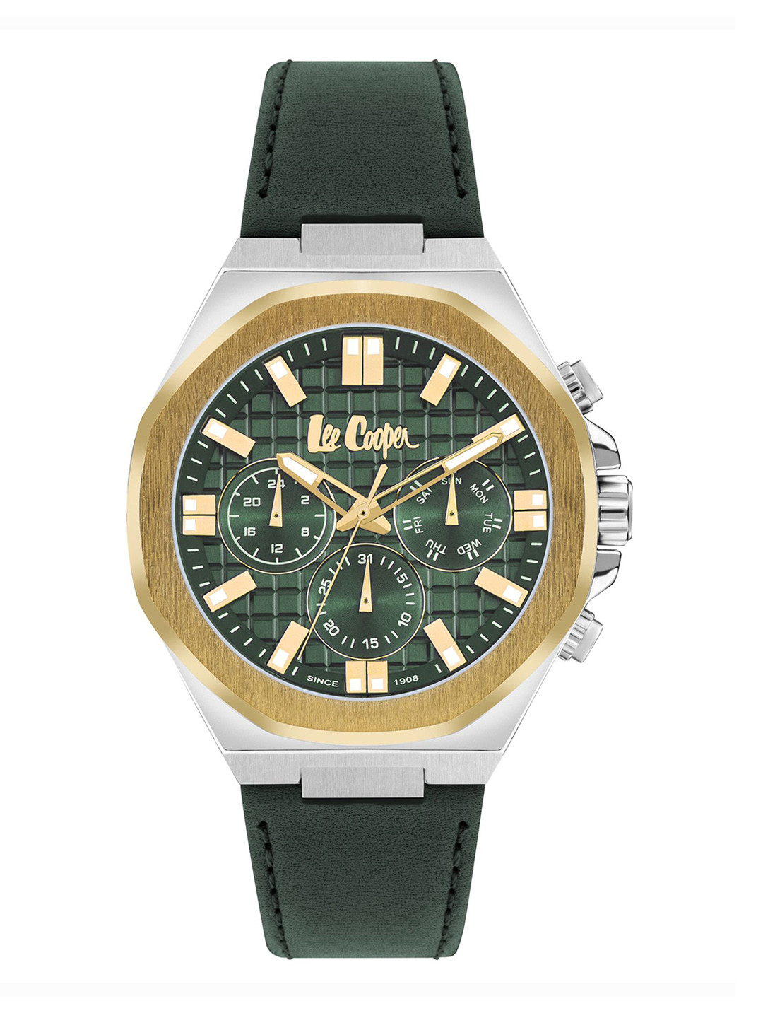 Lee Cooper Men Brass Printed Dial & Leather Digital Multi Function Watch-LC07983.277