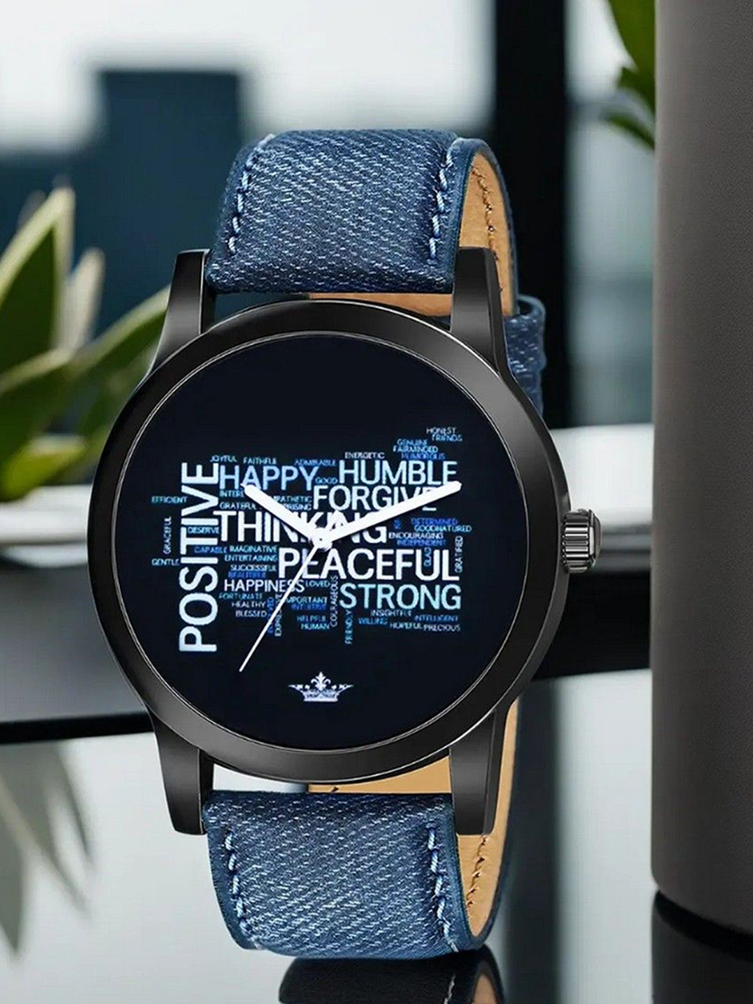 LOREM Men Printed Dial & Denim Straps Analogue Watch LR60-A