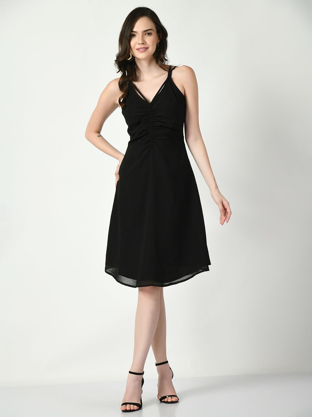 Tushita V-Neck Fit & Flare Dress