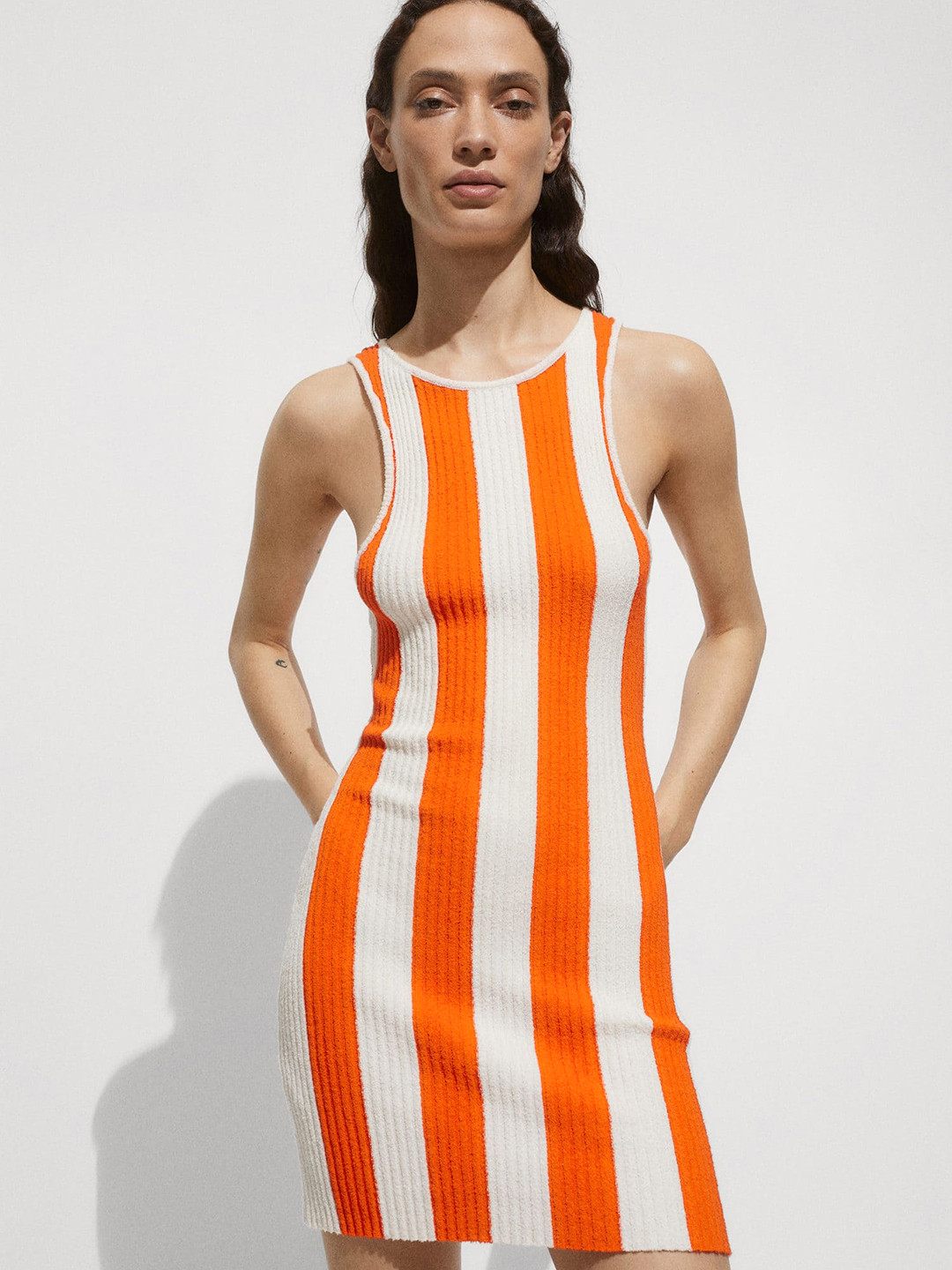 MANGO Striped Bodycon Dress
