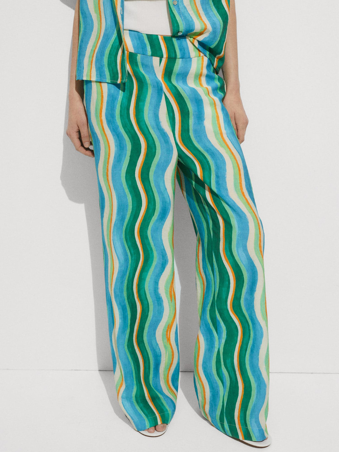 MANGO Women Striped Trousers