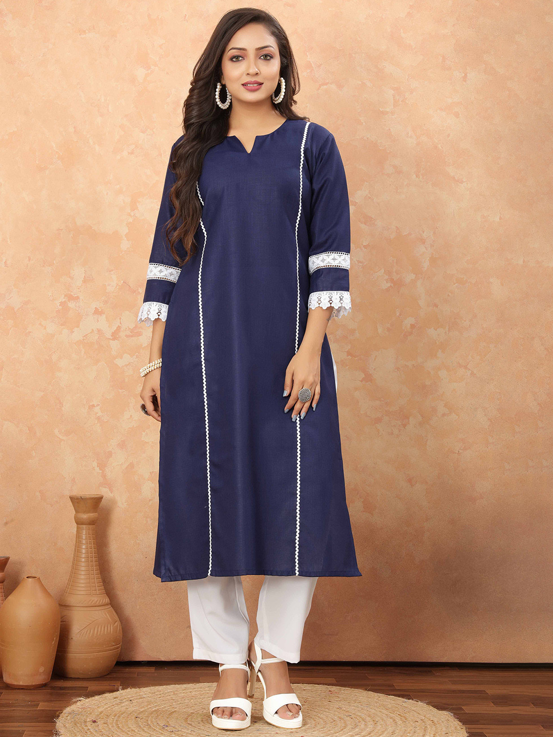 Odd By Poshaak Notch Neck Pure Cotton Straight Kurta