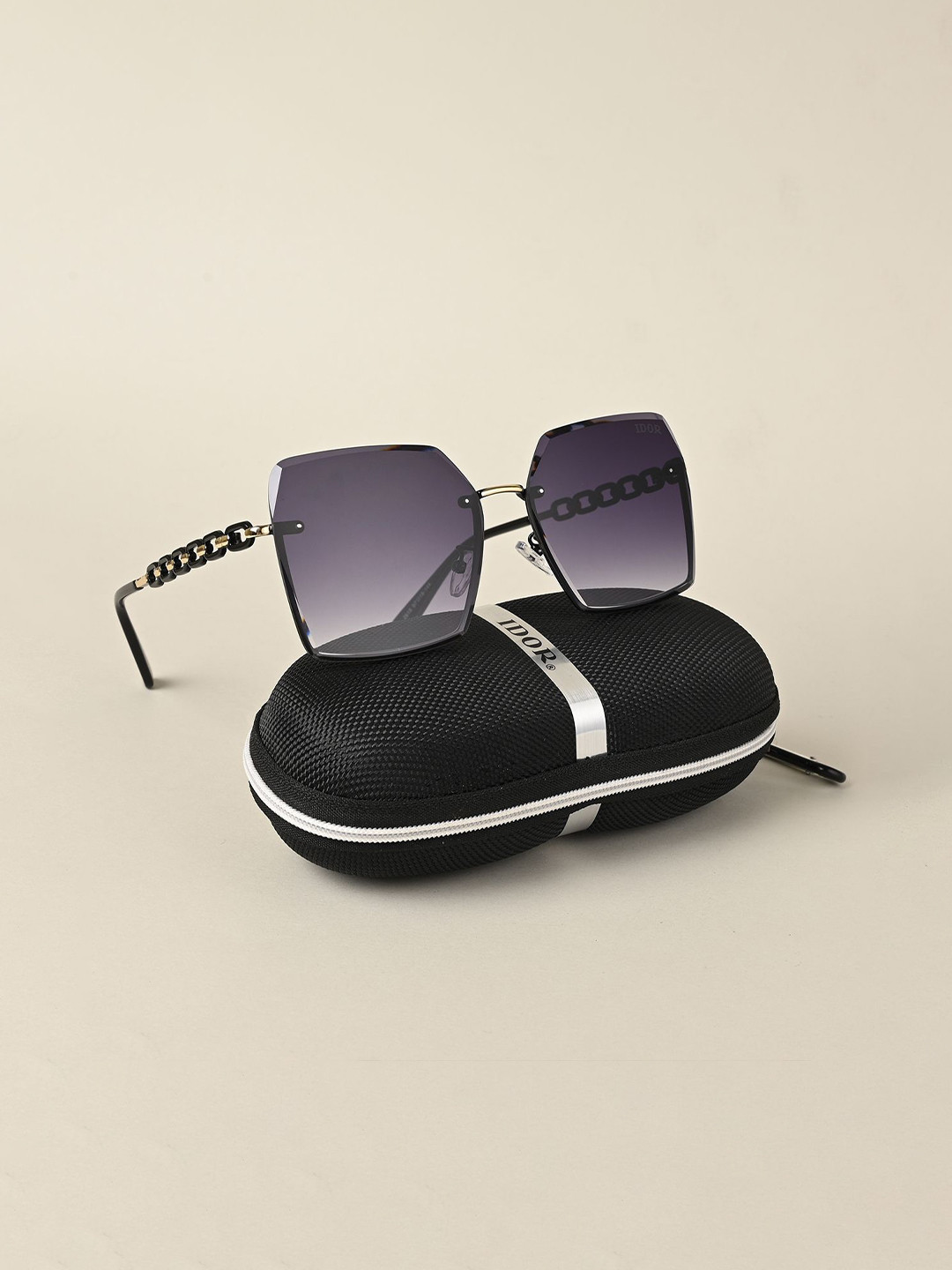 IDOR Unisex Square Sunglasses with UV Protected Lens IDOR-2515-GRY