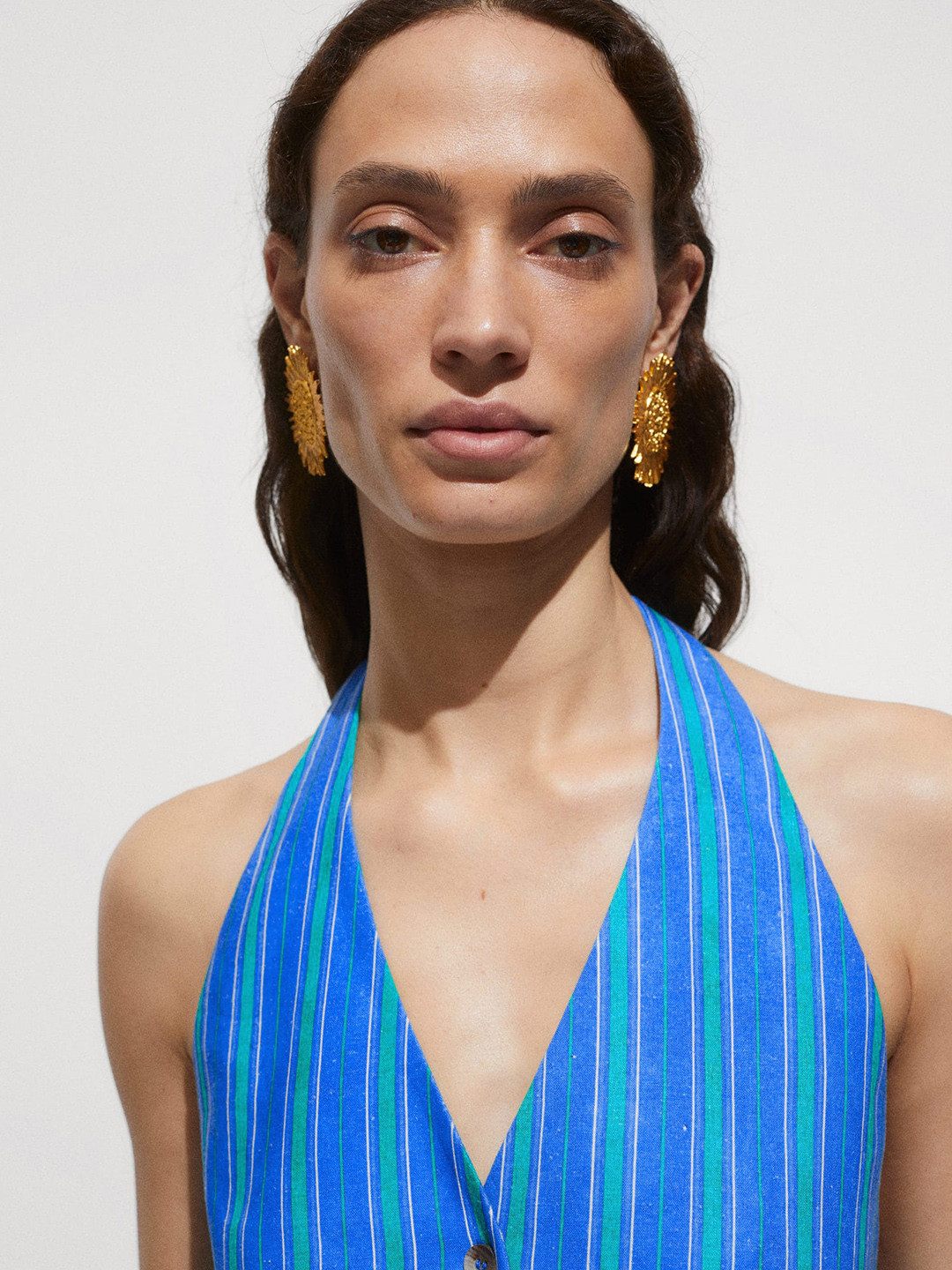 MANGO Striped Crop Waistcoat