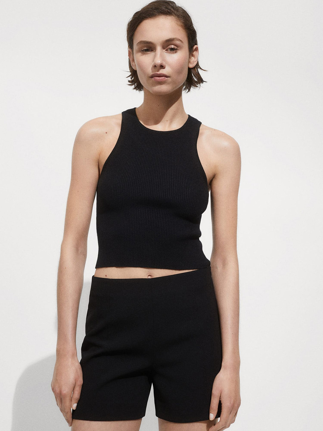 MANGO Ribbed Crop Top