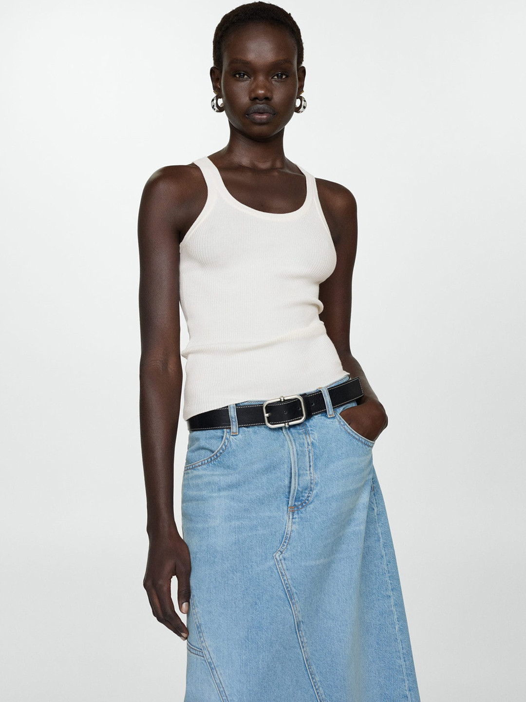 MANGO Ribbed Top