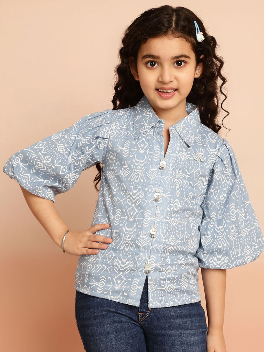 BAESD Kids Girls Ethnic Printed Shirt Style Top