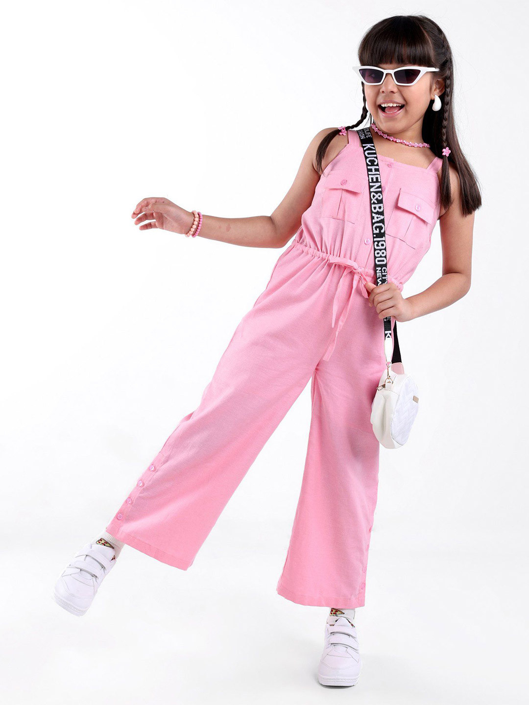 ARIAS By LARA DUTTA Girls Cotton Shoulder Straps Jumpsuit