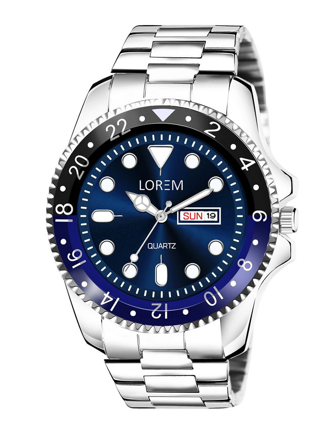 LOREM Men Embellished Dial & Stainless Steel Bracelet Style Straps Analogue Watch-LR130-B