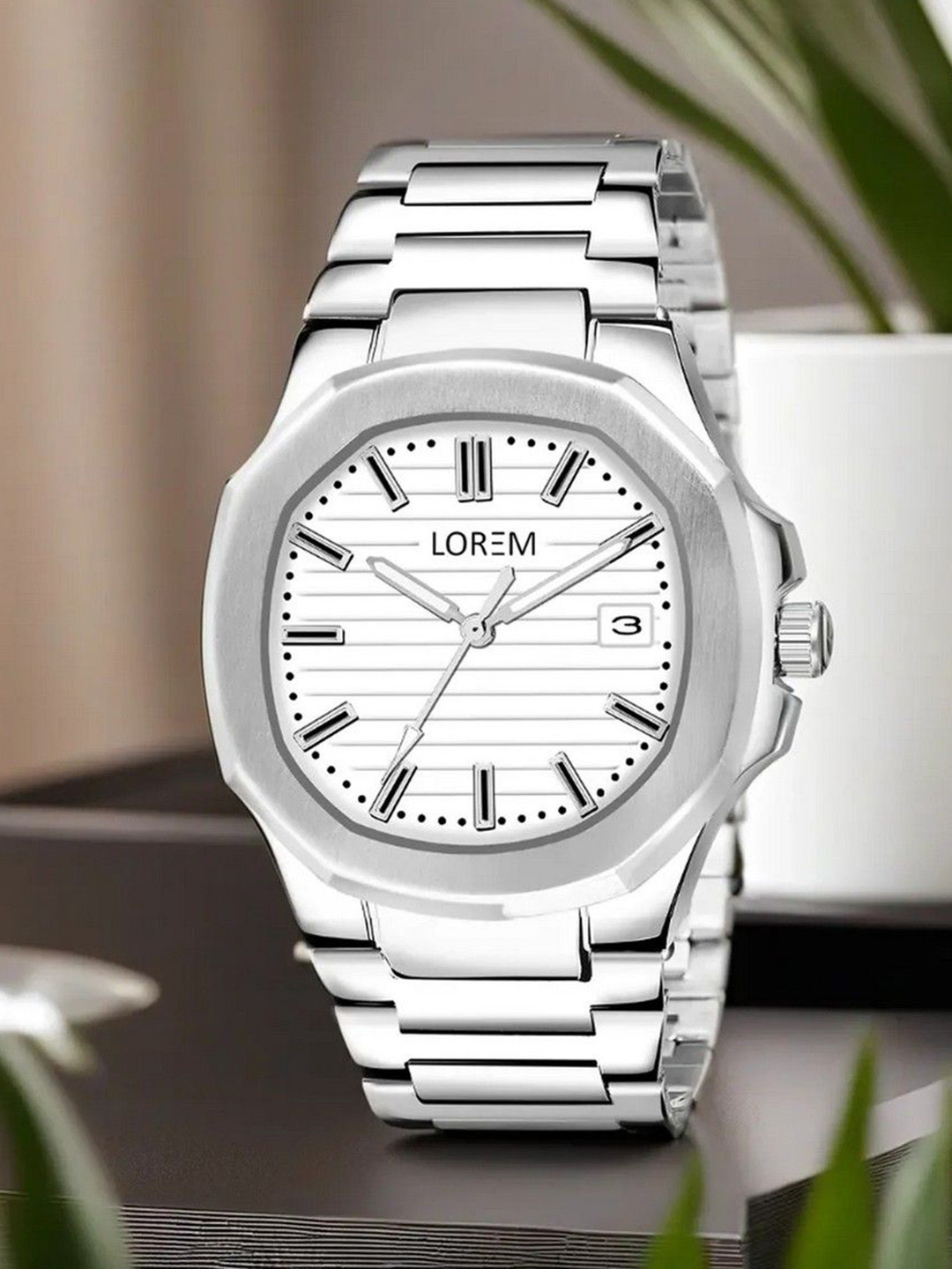 LOREM Men Dial & Stainless Steel Straps Analogue Watch-LR147-C