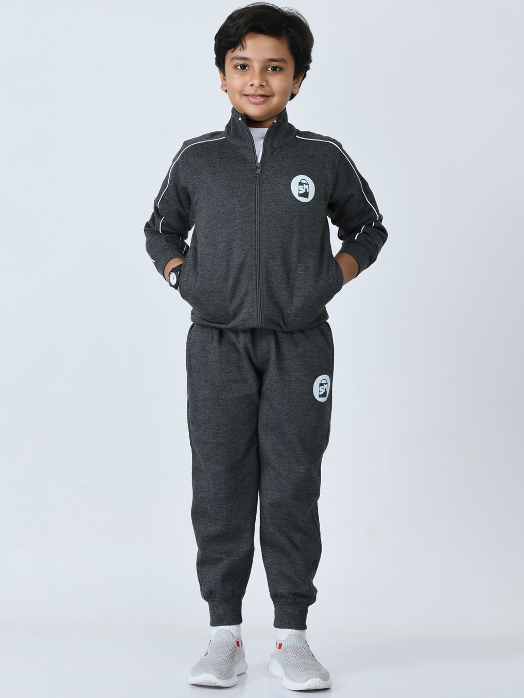 SMSHOPMORE Boys Mock Collar Long Sleeves Fleece Tracksuits Soft Fabric