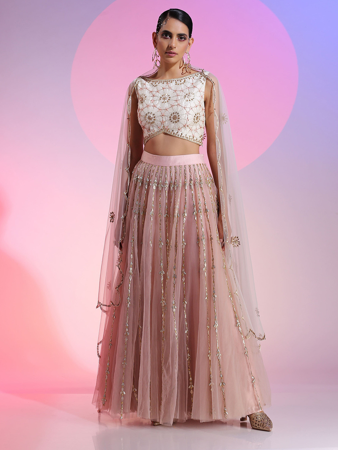 KUDI PATAKA Embroidered Beads & Stones Ready to Wear Lehenga & Blouse With Dupatta