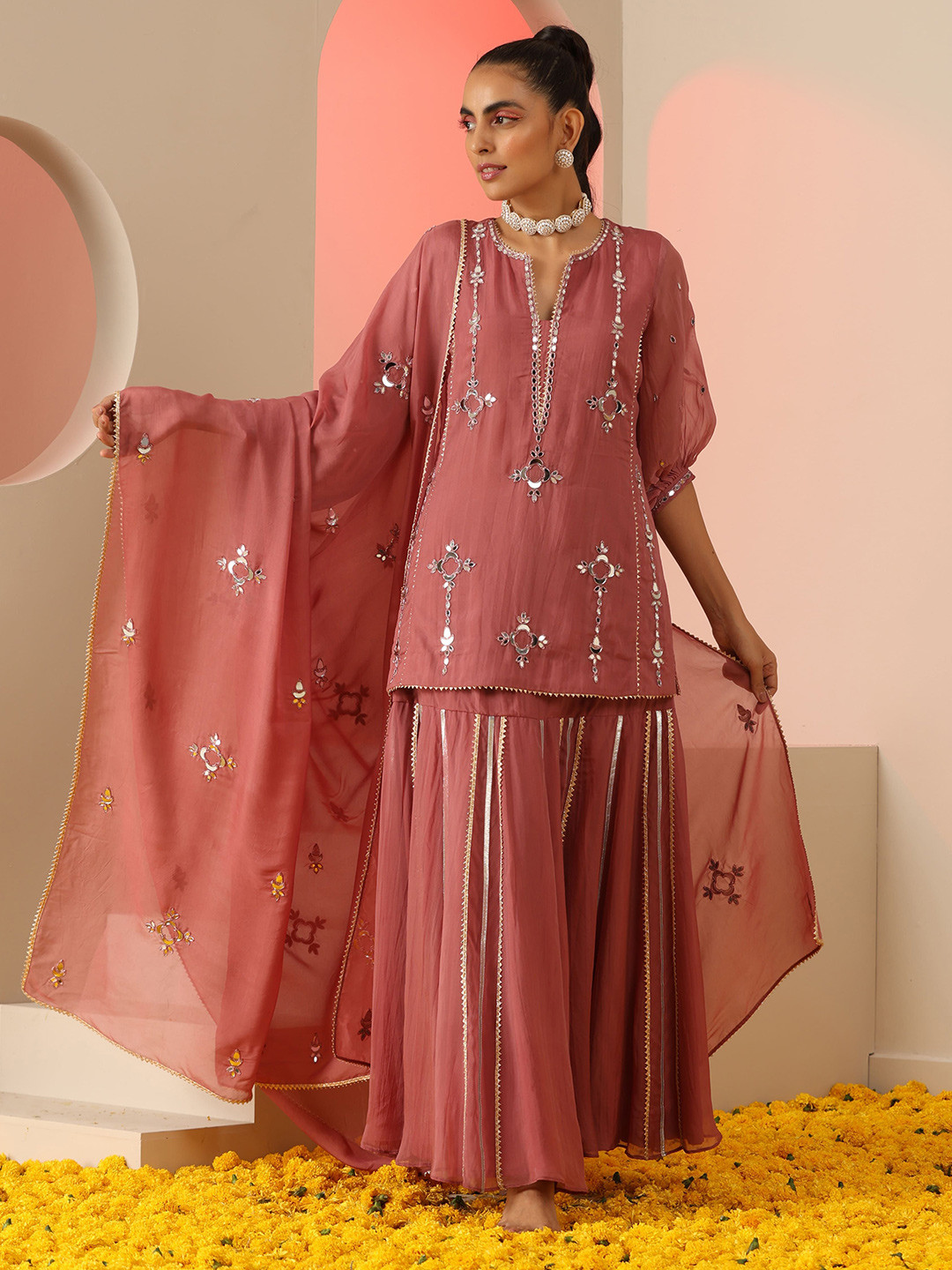 KUDI PATAKA Embellished Beads and Stones Ready to Wear Lehenga & Blouse With Dupatta