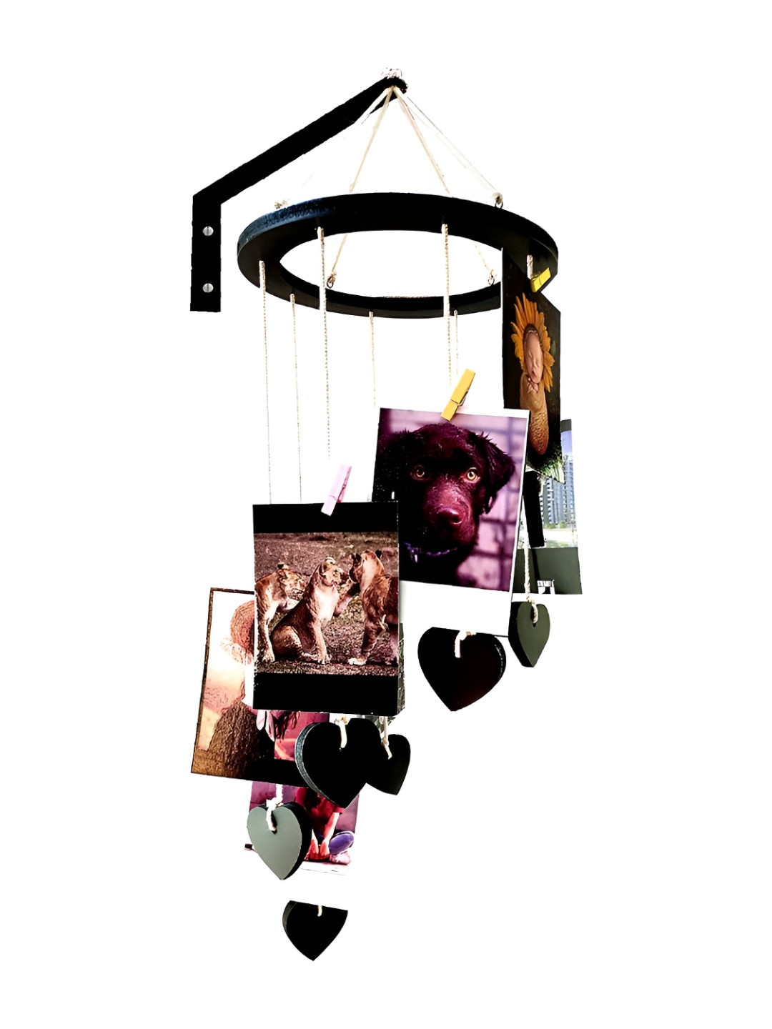 VAH Kya Bat Hai !! Black Self Design Wooden Wall Photo Frames With Clips